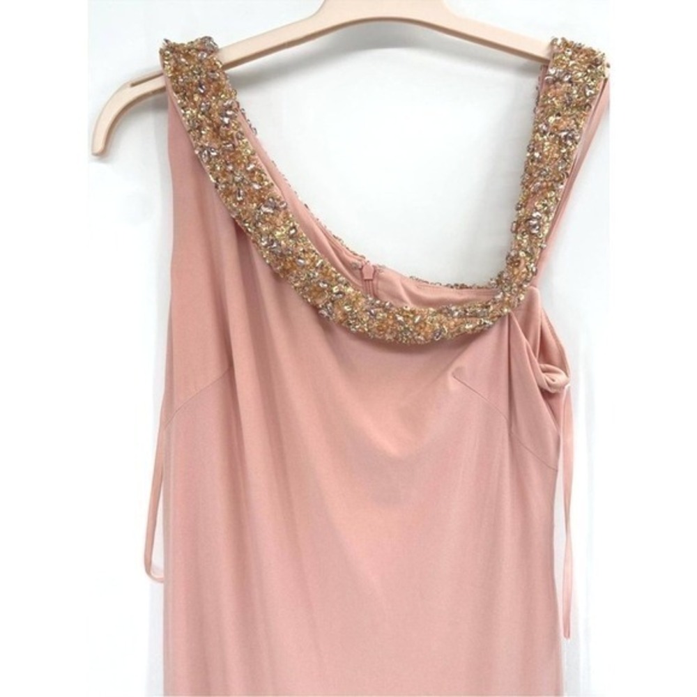 Mac Duggal Size 14 Light Pink One Shoulder Jeweled Long Maxi Gown Dress - Picture 5 of 8